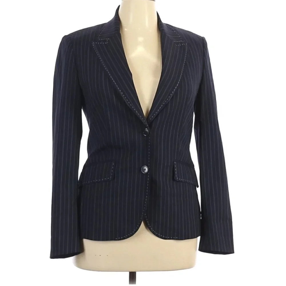 H Hilfiger blue &White pinstripe Wool Blazer‎